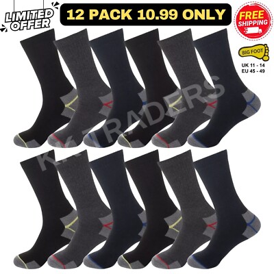 6 Pairs Non Elastic Diabetic Mens Socks Easy Gentle Grip Loose Wide - Foto 5