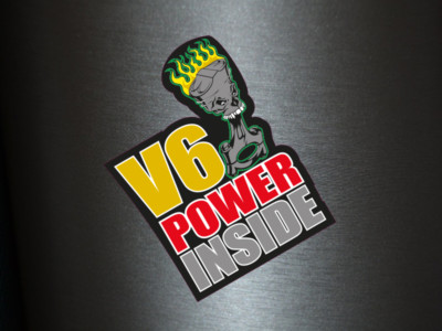 1 x Aufkleber V6 Power Inside Auotoaufkleber Sticker Tuning Shocker Dub Fun Gag