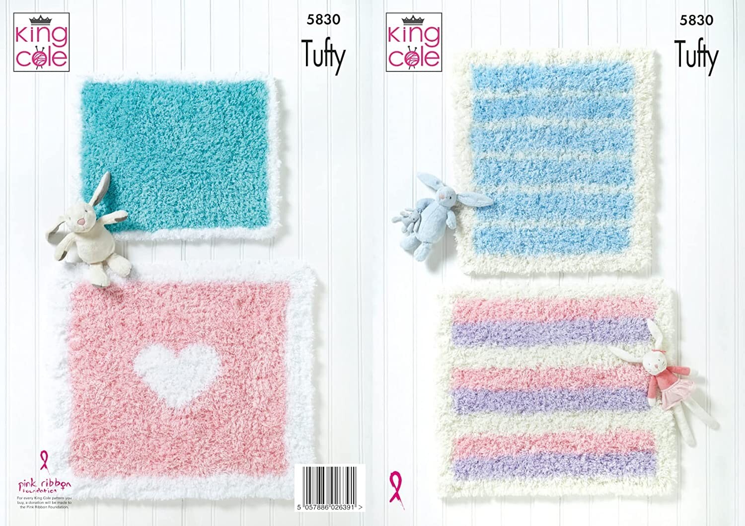 King Cole Tufty Super Chunky Knitting Pattern - 5830 Blankets