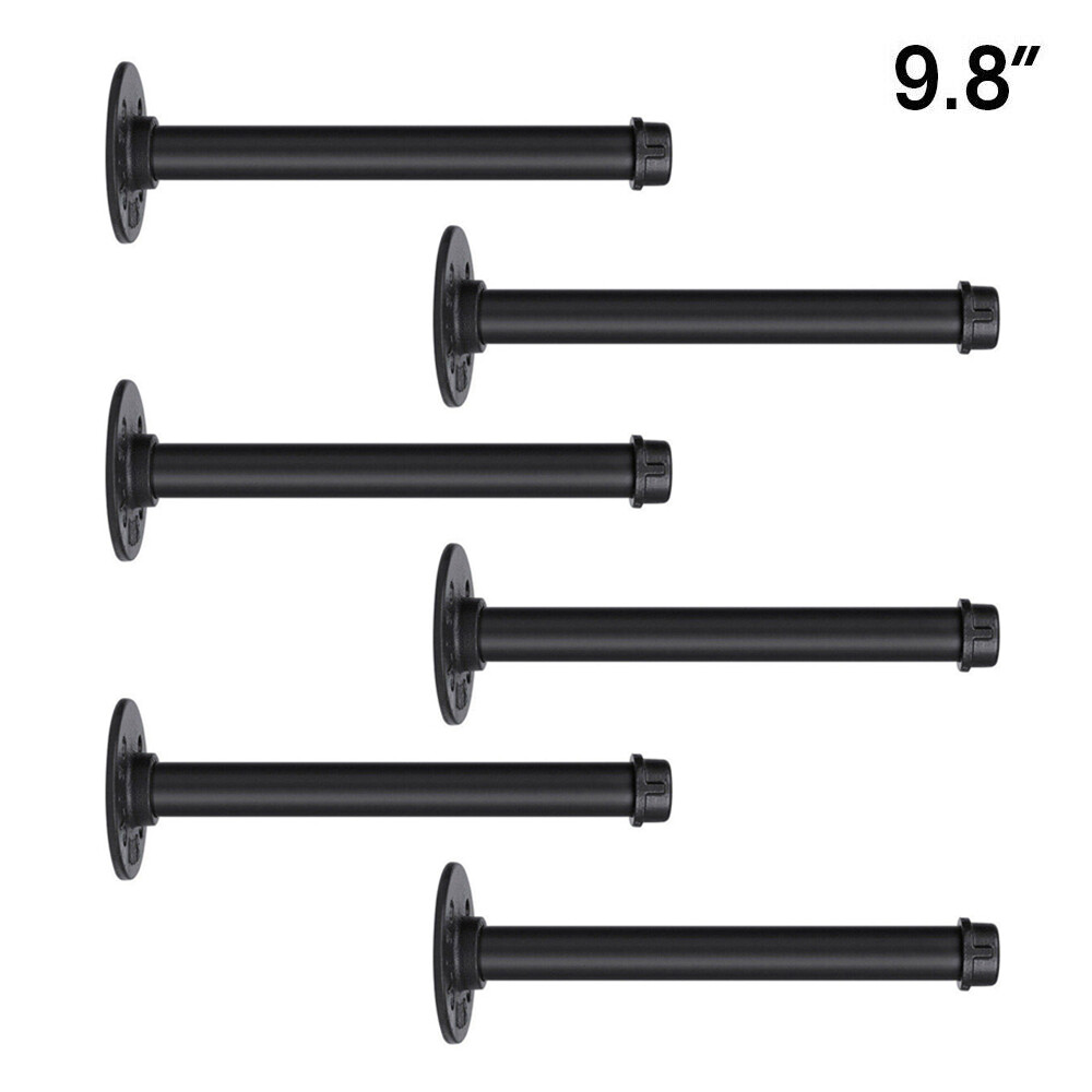 2/4/6Pcs Industrial Iron Pipe Shelf Brackets Wall Mounted Floating Black Shelves