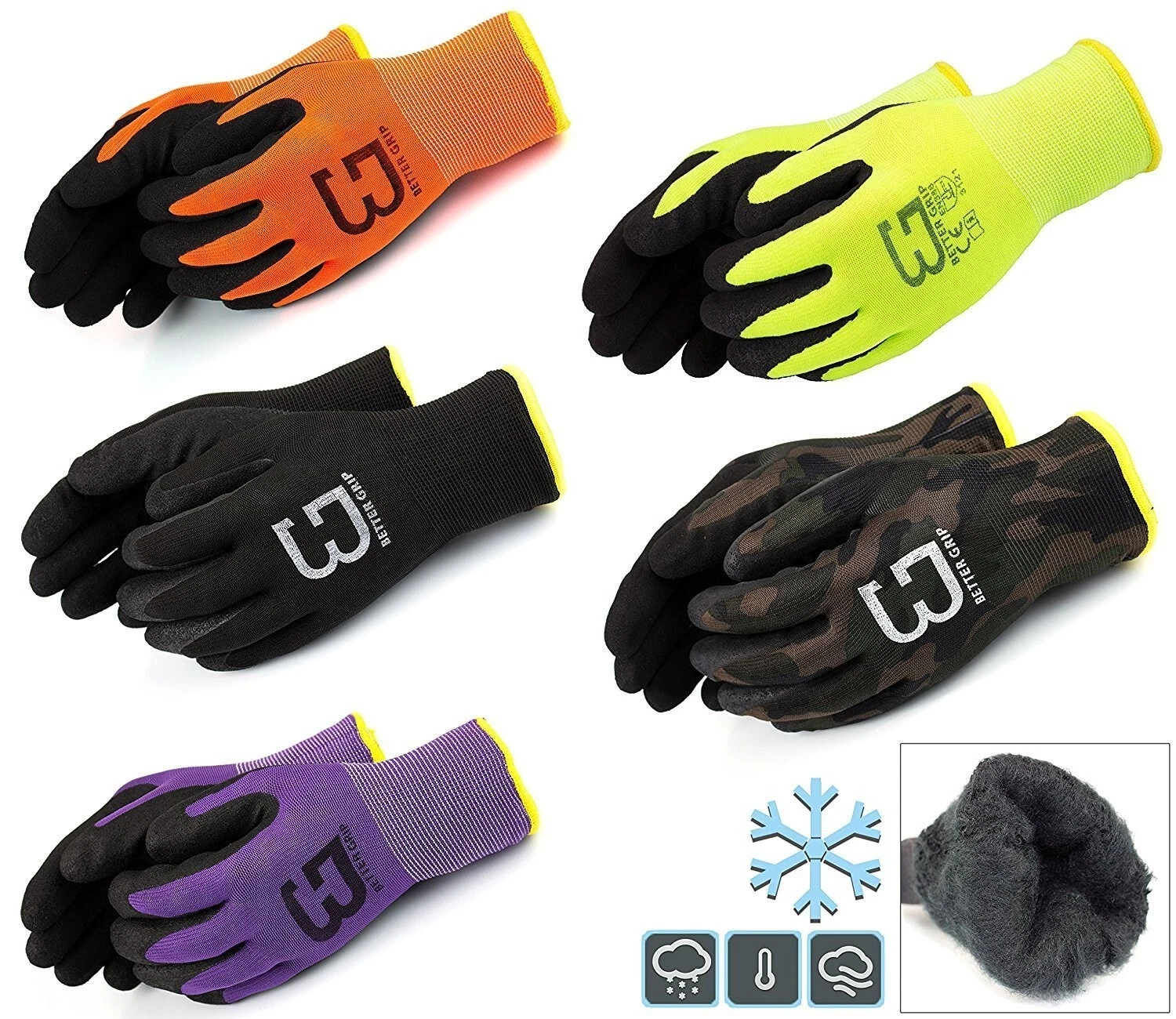 Safety Winter Insulated Double Lining Rubber-Coated Work Gloves -BGWAN
