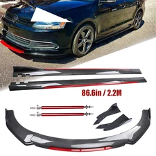 Front Bumper Lip Spoiler Body Side Skirt Carbon Fiber For VW Jetta Golf GTI10