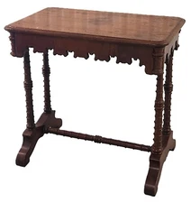 One Drawer Table, Writing Desk, Gothic Victorian, Walnut, Restoration-Worthy 30w