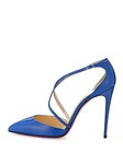 100% AUTH NEW WOMEN LOUBOUTIN CROSS BLAKE 100 BLUE PATENT HEEL SANDALS US 7 — photo 2