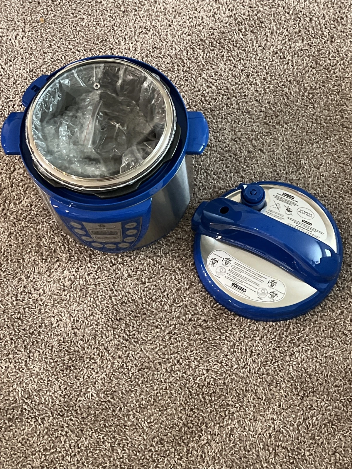 Cooks Essential 4qt Stainless Steel Digital Pressure Cooker w/ Glass Lid Blue