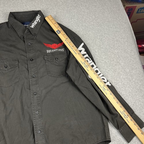 Wrangler Relentless Embroidered Trevor Brazile Black Button Shirt Mens Large - Picture 9 of 9