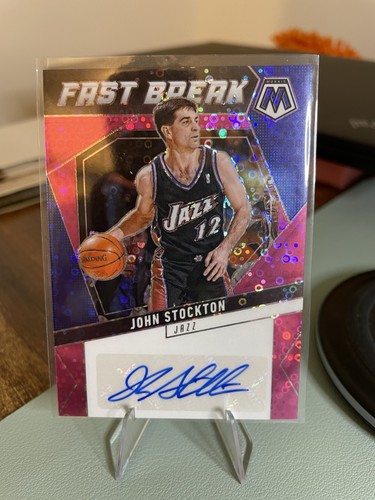 2024-25 Panini Mosaic Fast Break John Stockton Auto Pink /15 Utah Jazz