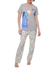 Disney Eeyore Butterfly Tee Floral Watercolor PJ Pants Set,Women's Size Medium