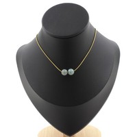 Mineralien Und Steine PréCieuses. Halskette 2 Perlen Jade 8 Mm. Kette Stahl Dor