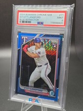 2024 Bowman Chrome Mega Box Wyatt Langford Blue Refractor /150 RC PSA 9 MINT #71