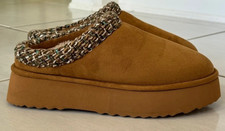 STEVE MADDEN Selden Slippers Women Tan Faux Fur Mule Platform Size 6 Women's