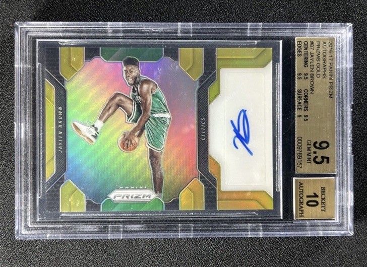 2016-17 Panini Prizm Jaylen Brown #87 Auto Gold Prizm RC Rookie /10 BGS 9.5/10