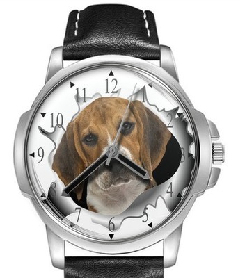 Dog Collection Jack Russell Terrier Lederband großes Zifferblatt Geschenk Armbanduhr