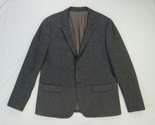 44 XXL AllSaints Men's HOWTH Modern Flannel Gray DOUBLE LAPEL Blazer Jacket