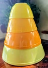 VINTAGE PYREX MIXING NESTING BOWL SET CITRUS ORANGE YELLOW 401 402 403 404