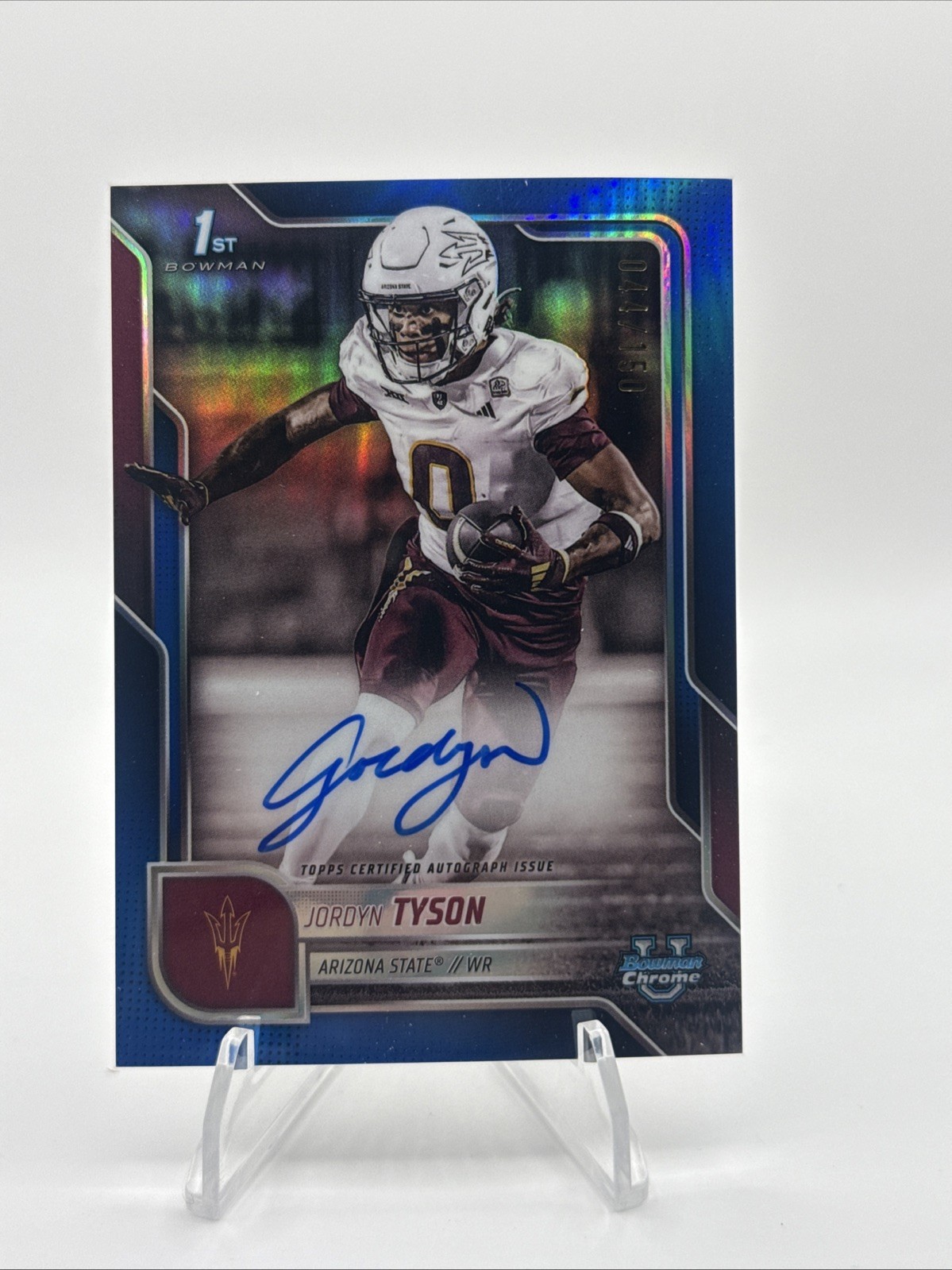 2025 Bowman Chrome U JORDYN TYSON 1st Bowman Blue On-Card Auto #d #d /150 SP