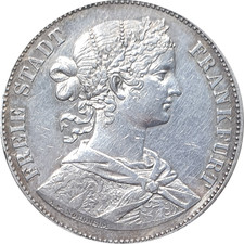 Frankfurt 1 Thaler 1860 Silver Eagle  Au-Unc Coin Germany Taler German State