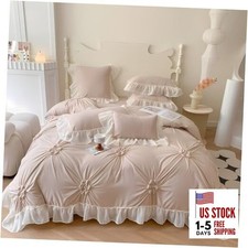 Duvet Cover Size - Pintuck Duvet Cover Set Flower, 3 Piece Girls Queen Khaki