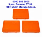 3 PCS GENUINE STIHL OEM SAW CHAIN STORAGE BOX CONTAINER CASE 0000 882 5900 NEW