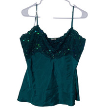 Vintage Studio Y Babydoll Lace Satin Y2K Whimsigoth Dark Coquette Green Sz M