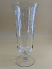 Beautiful Large Vintage Etched Crystal Vase with a Floral Motif