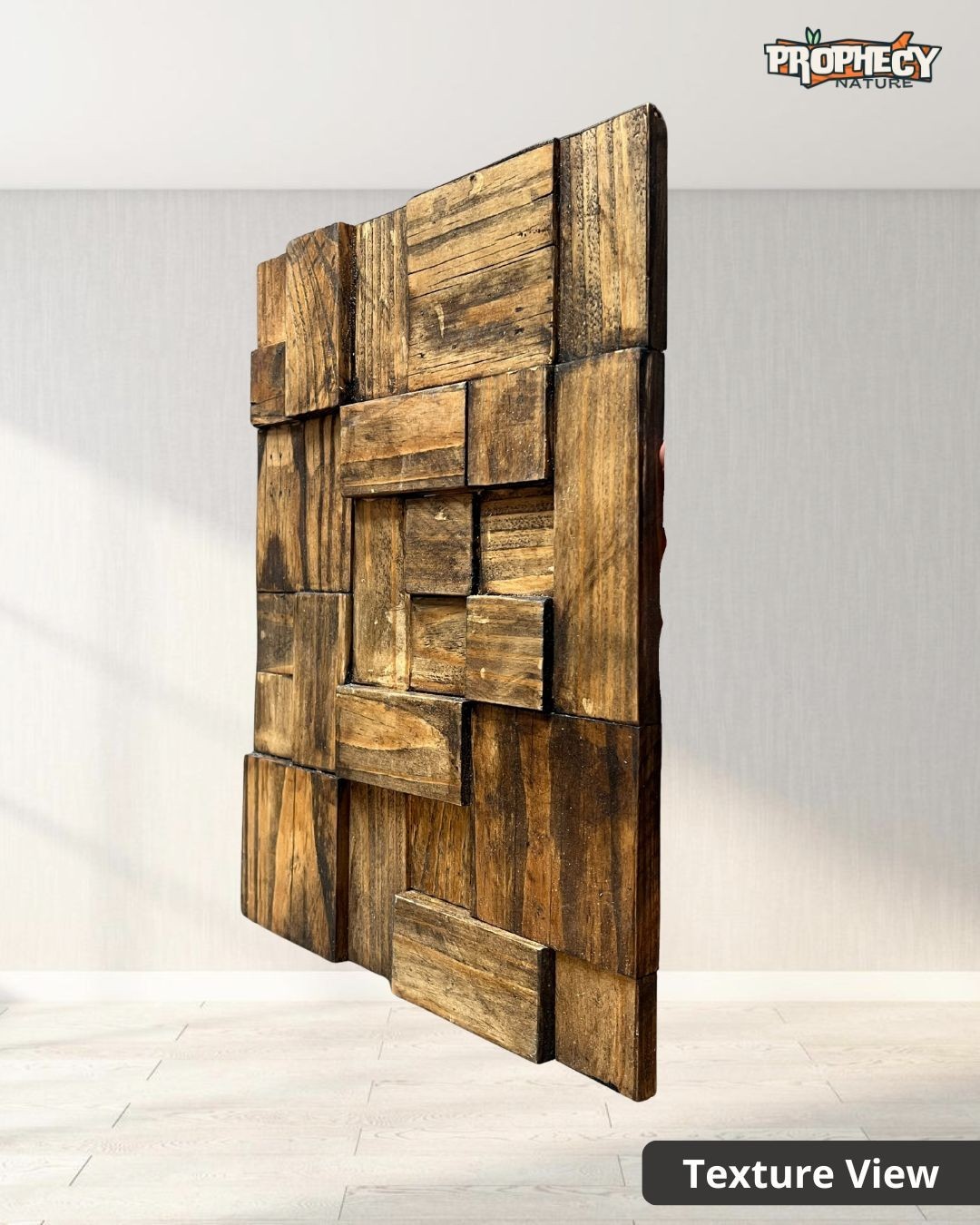 12”x12” Solid Wood Wall Panel – Decorative 3D Wooden Art Panel – Ready to Mount 