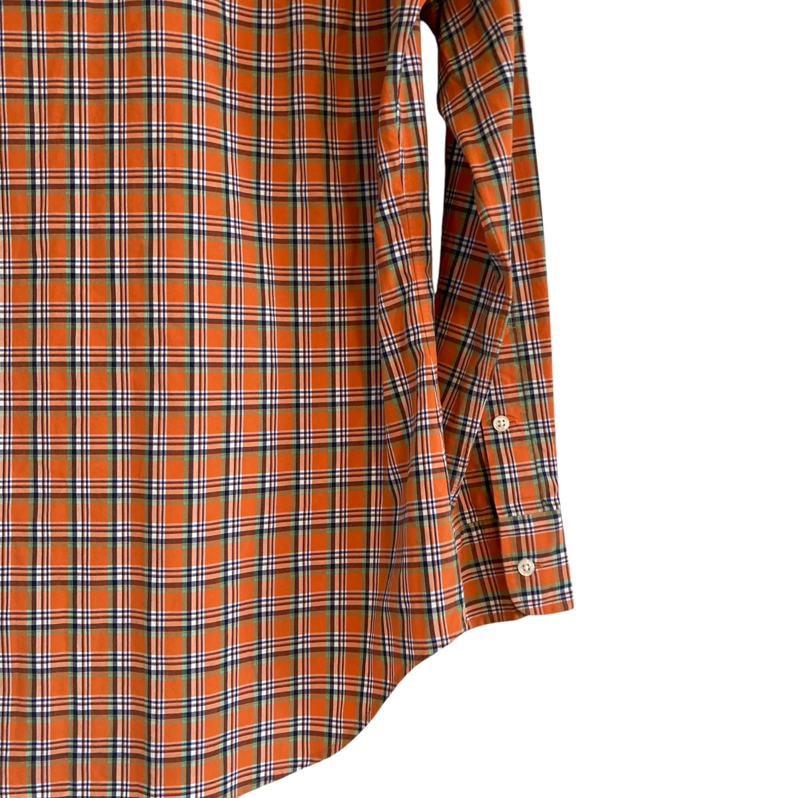 Vintage Polo Ralph Lauren Orange Green Plaid Estate Sport Preppy Shirt Sz Small thumbnail 14