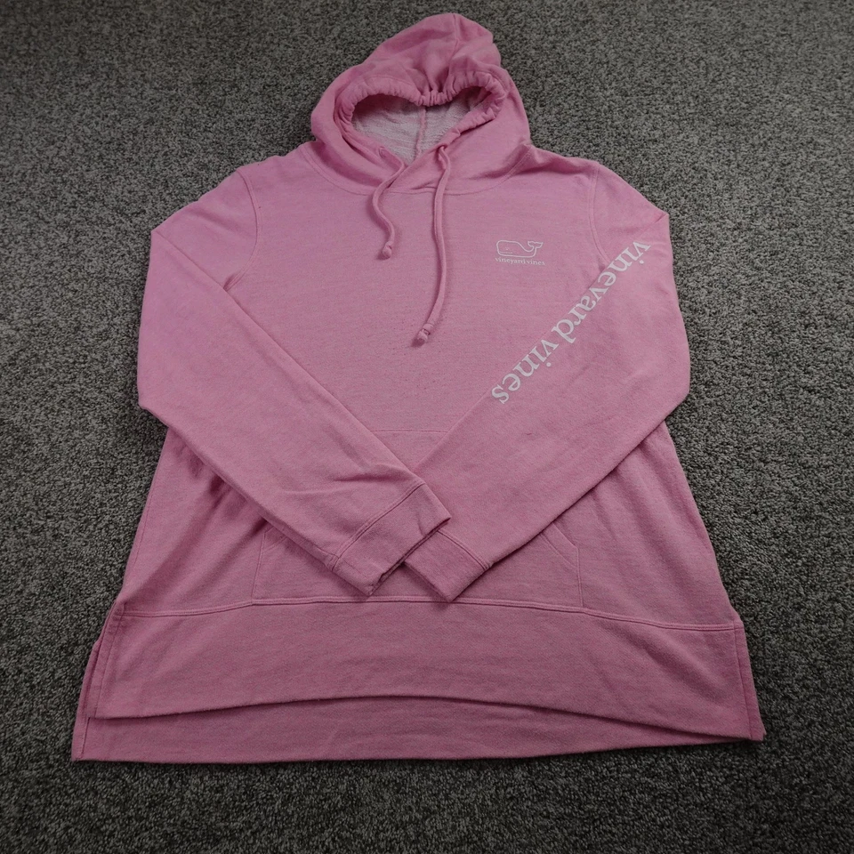 Vineyard Vines 连帽衫女式 XL 粉色鲸鱼标志套衫束腰运动衫学院风 — 第 2/4 张图片