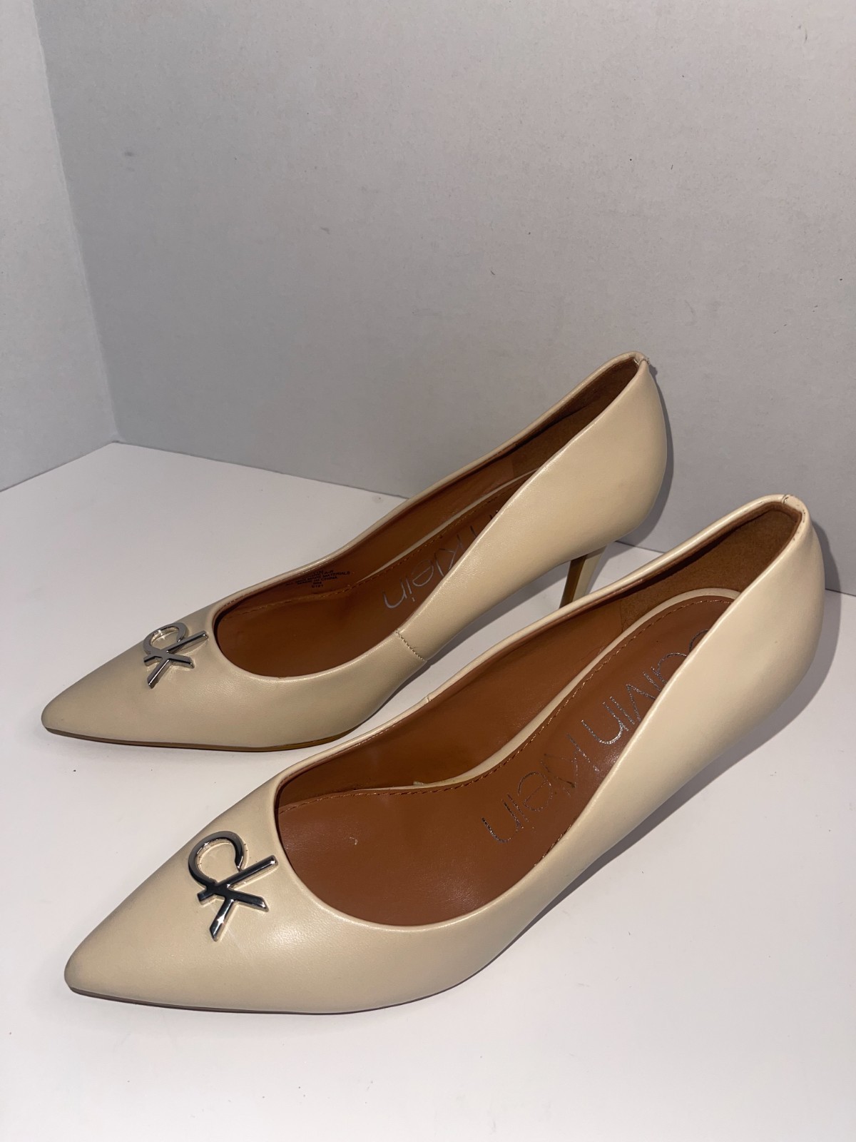 Women's Calvin Klein Dolly Pumps –Elegant Style in Light Natural Beige -Size 11M image 6