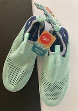 NWT Speedo Junior Girls M 2-3 Aqua Surf Strider Water Shoes Aqua Sail Green Blue
