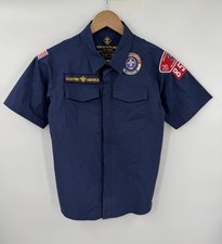 Boy Scouts BSA Cub Scout Youth Button Shirt Short Sleeve USA Blue Size Medium