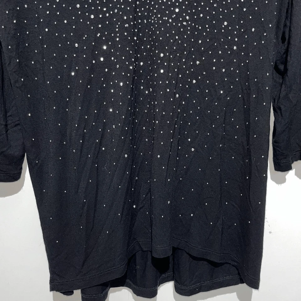 Design History 女式黑色水钻 V 领 3/4 袖束腰上衣 XL 码 — 第 3/4 张图片