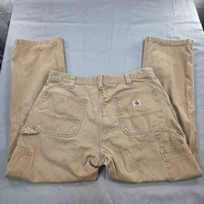 Carhartt Carpenter Pants Workwear Relaxed Fit Cotton Canvas Tan 36x30 Distressed