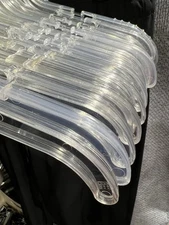 Hangers  17" Clear Plastic Medium Weight Hangers Box of 50 Hangers Lot