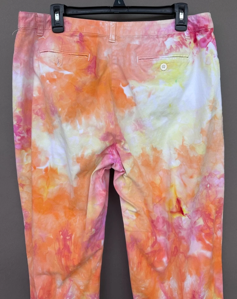 JM Collections 14 Rosa Tie Dye Capris Pantalones Cortos Bolsillos Capri Colorido Boho Foto 4 de 4