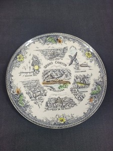 Vintage 50’s 60’s Old ARIZONA SOUVENIR PLATE Hand Paint Fred Harvey Grand Canyon