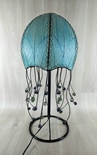 Jellyfish Table Lamp Sea Blue Cocoa Leaves  Marbles Ocean Nautical Fish Unique