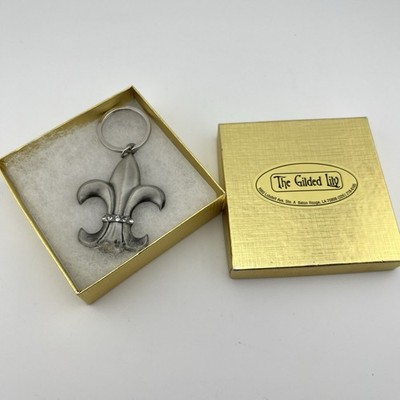 Stainless Fleur De Lis Keychain By The Gilded Lily Rhinestones 