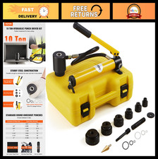 10 Ton Hydraulic Knockout Punch Kit - 1/2" to 2" Hole Cutter Set, Metal Sheet To