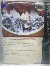 Dimensions Sleigh Ride Tree Skirt Counted Cross Stitch Kit-45" Round 11 Ct. Read