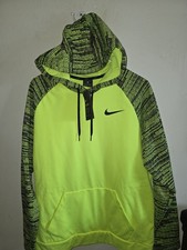 NWT NEW Nike Mens Size Large Neon Yellow / Black Dri-Fit Pullover Hoodie CM-540