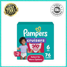 Pampers Cruisers 360 Pull-On Baby Diapers, Size 6, 76 Ct, 35 lbs, Disposable