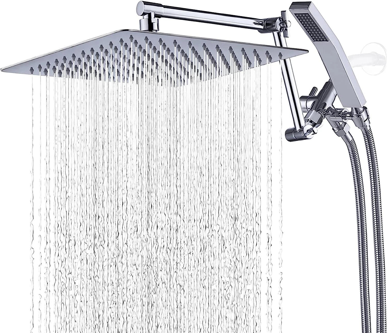 Chrome All Metal 10 in Shower Head With Handheld Shower Diverter Rainfall Combo