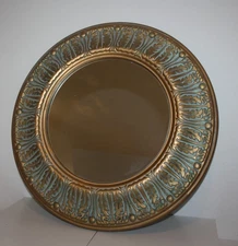 Gold Textured Round Wall Mirror 20" Home Decor Accent