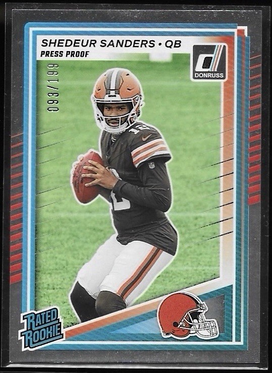 2025 Donruss Rated Rookie Rc Shedeur Sanders Press Proof Silver /199 Ssp #306