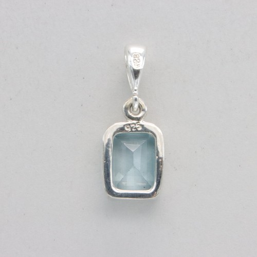 925 Sterling Silver Faceted Blue Topaz Square / Rectangle Pendant #18 - 第 3/8 張圖片