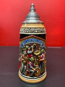 German ‘Zöller & Born’ Beer Stein, THREE MUSICIANS Handpainted NO. 650