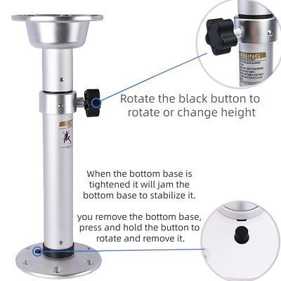 3 Levels Adjustable RV Boat Table Pedestal, Detachable Aluminum Alloy RV Table Legs Stand Base Telescoping Mount Frame 17-28 Inch Height Range For RV Marine Boat Marine Yacht