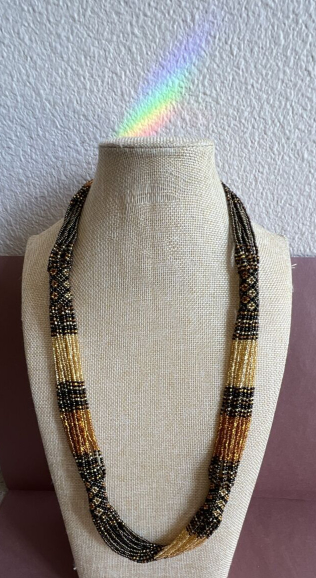 Multi Strand Metallic Seed Bead Statement Necklac… - image 8
