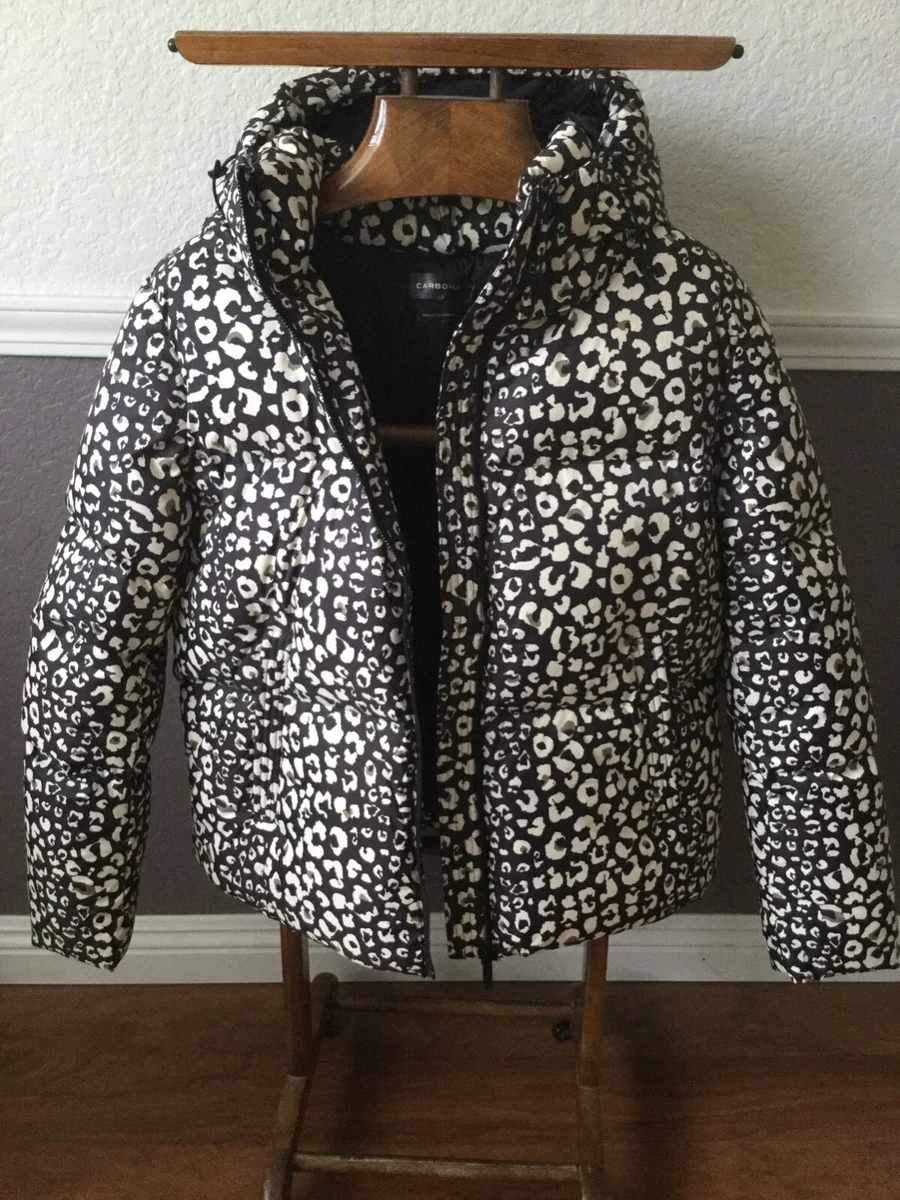 CARBON38 SHADOW LYNX BLACK PUFFER Size L Large Animal Print Ski